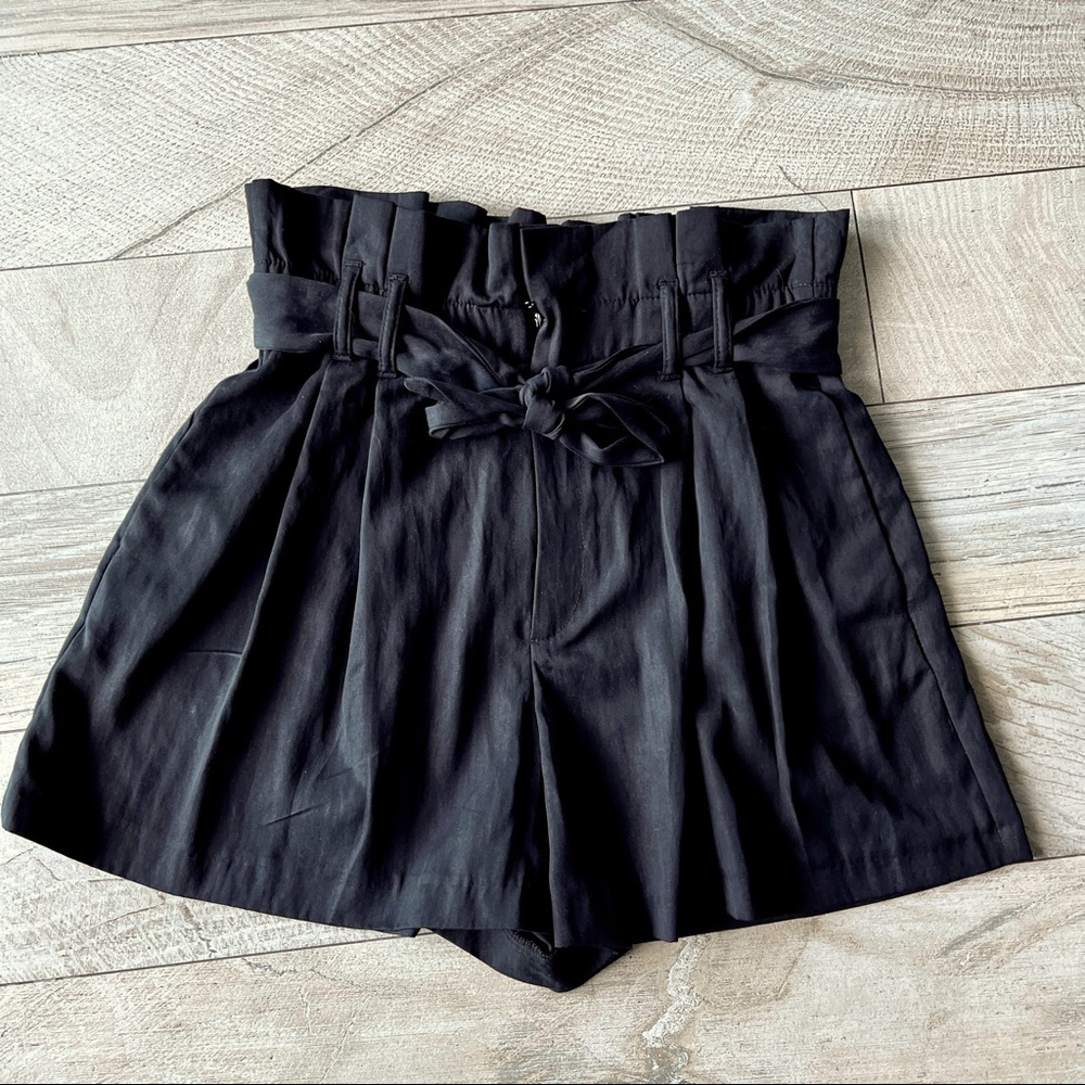Zara Black paper bag shorts